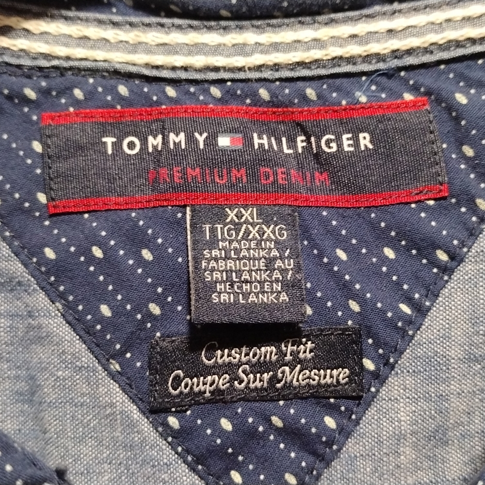 Xxl Tommy Hilfiger navy blue pattern long sleeve shirt